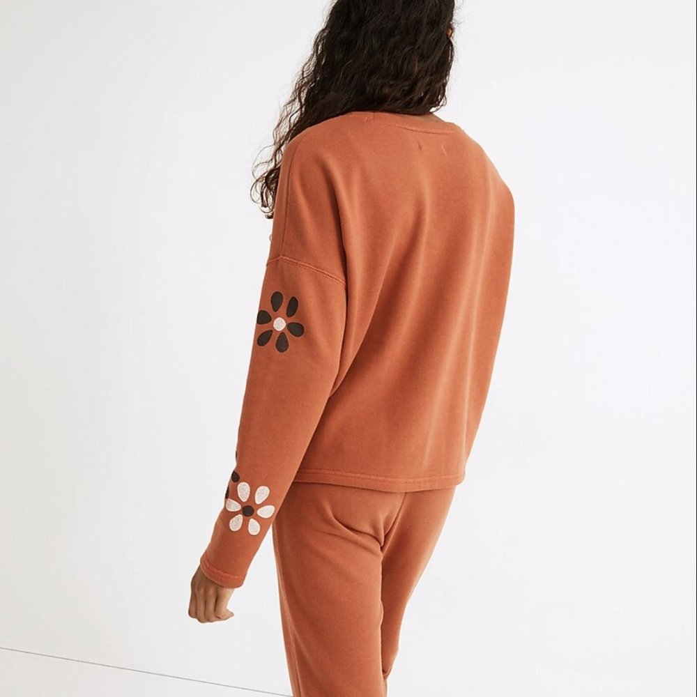 MADEWELL MWL WARM UMBER FLORAL EASYGOING SWEATSHIRT - Picture 4 of 4